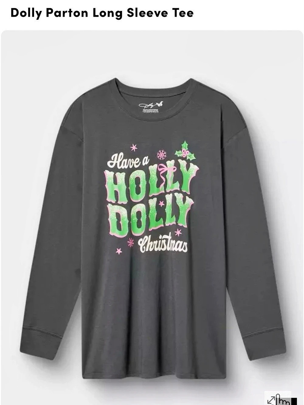 Dolly Parton Long Sleeve Tee Graphic Gray NWT